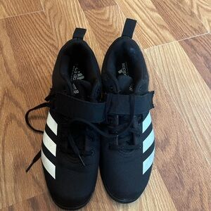 Adidas Black Athletic Shoes with White Stripes